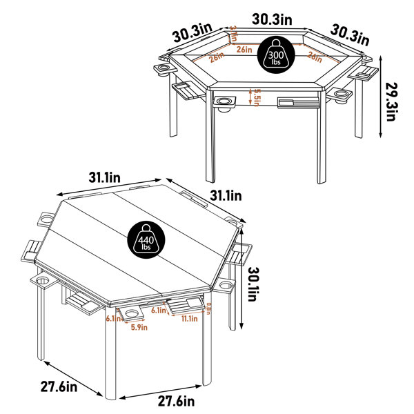 Veikous Solid Wood Board Game Table For 4–6 With Removable Top ...